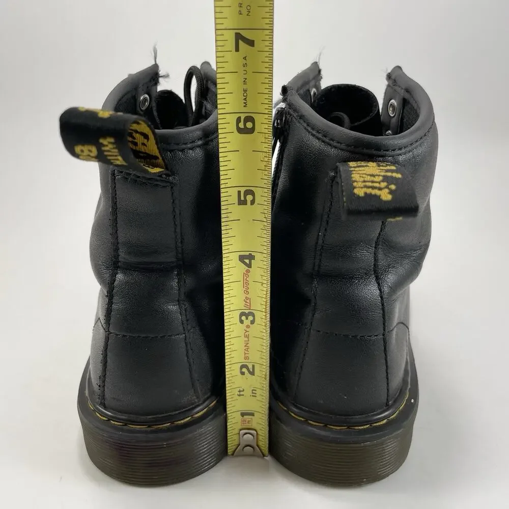 Dr Martens Docs 1460 J Combat Boots Little Girls Size 3 Black Leather Lace Up